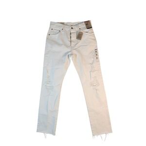 Levi's 501 White Straight Distressed Button Fly Denim Jeans Women 30x32 NWT‎
